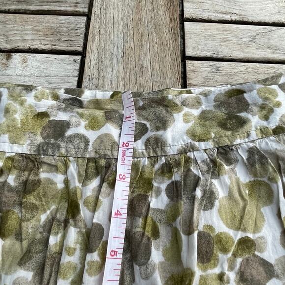 Anne Taylor Loft Womens Size 4 Mini Skirt Dotted Green Tan White Ruffled Lined - Picture 9 of 15